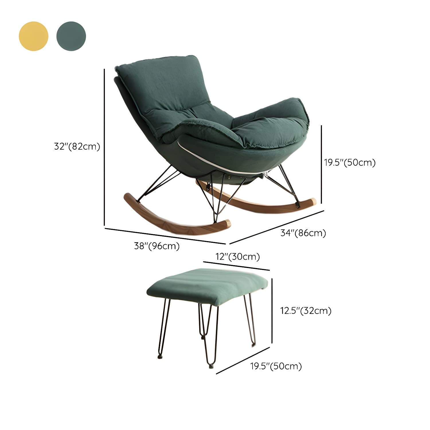 Modern Rocking Chair with Ottomans - Metal Frame, Removable Cushions, and Armless Design thumbnail 19