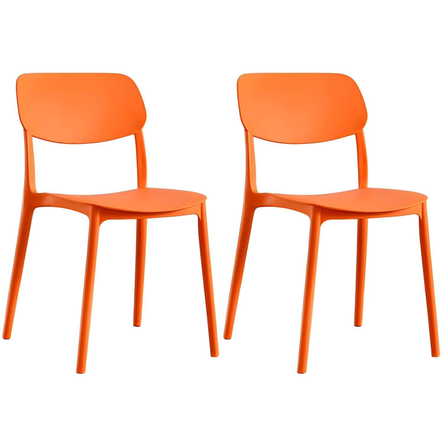 Scandinavian Stackable Armless Dining Chairs Plastic Open Back Dining Side Chair thumbnail 7