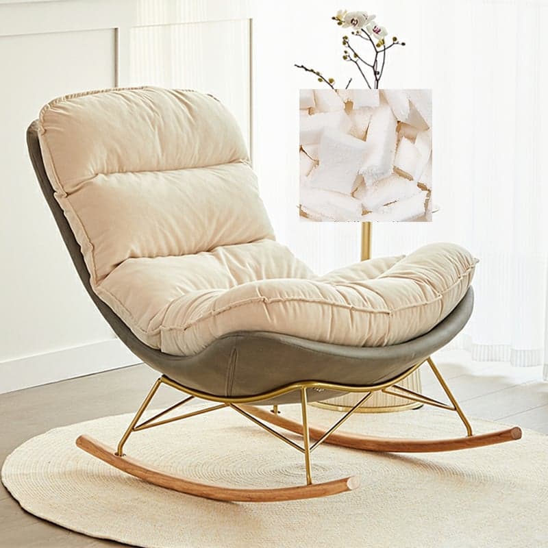 Trendy Faux Leather Upholstered Rocking Chair Couch with Footstool , Spindle Back and Resistant To Dirt thumbnail 2
