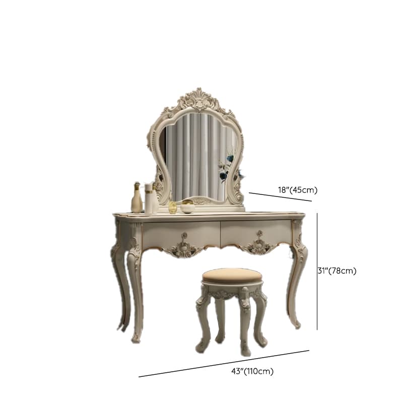 Standard/Small/Large Retro Cream Timber Vanity Set with Chair & Standing Mirror thumbnail 15