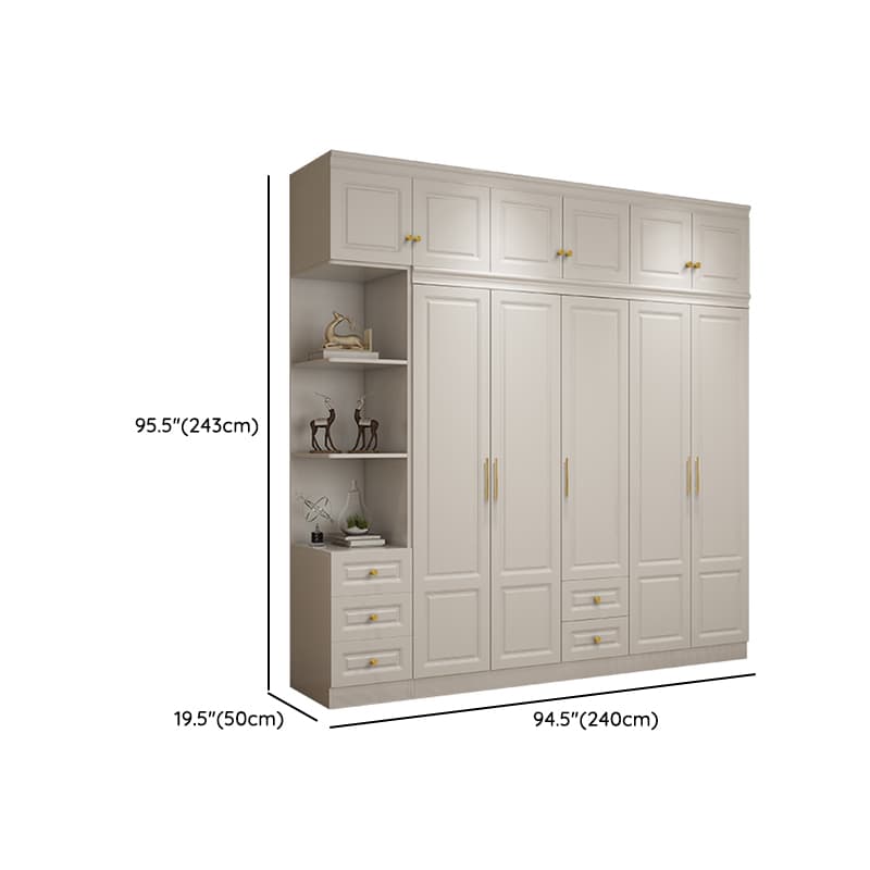 White Minimalist Lumber Wardrobe Closet with Soft Close Drawer, Soft Close Door, Interior Shelves, and Clothing Rod thumbnail 27