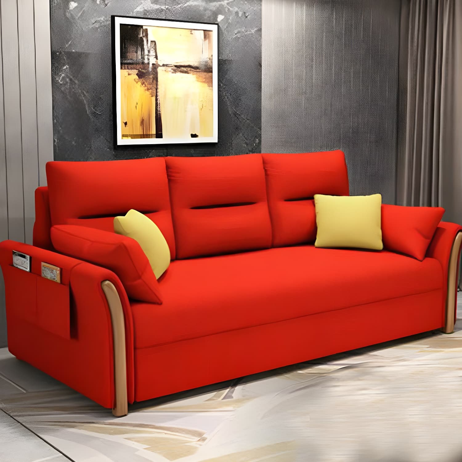 Fabric Sofa Bed Settee Furniture Flared Arm Latex Filled Sofa thumbnail 8