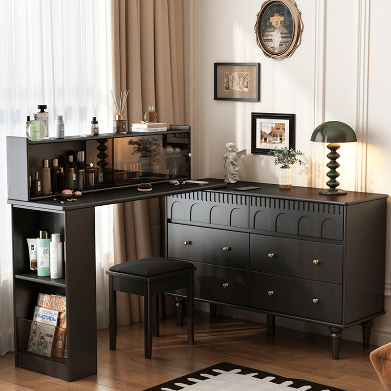 Simplistic Large Vanity Set/Makeup Vanity with Rubberwood Table Top, 4 Drawers/6 Drawers/2 Drawers, Scalable and No Suspension thumbnail 3