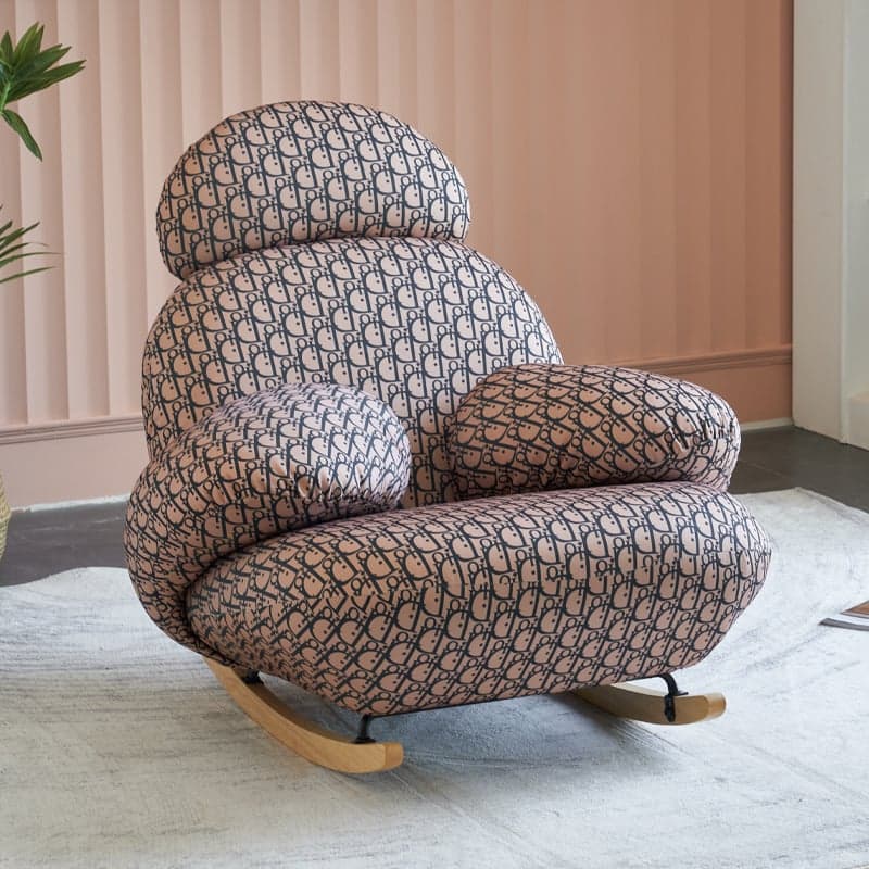 Rocking Chair Couch with Round Arm, Ottoman, Rear Back, Stationary - image 4