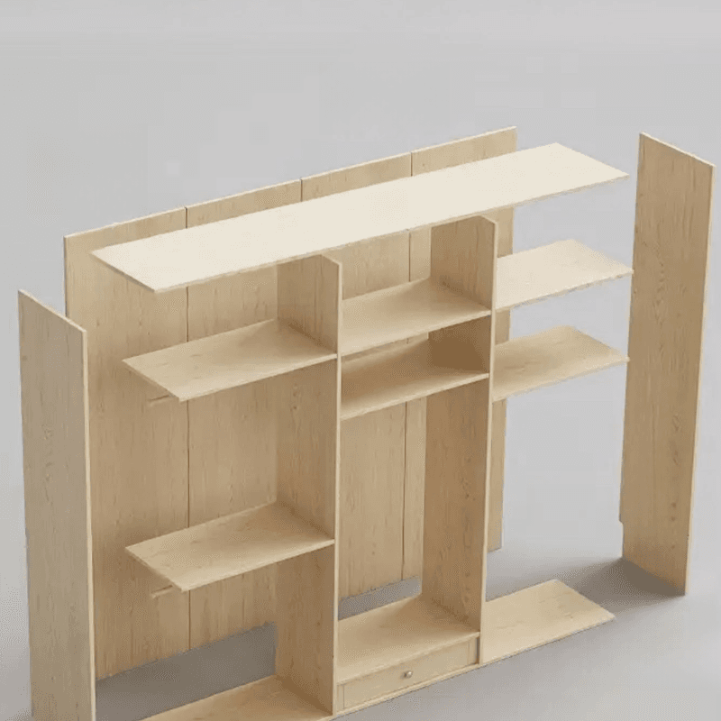 Natural Finish Unfixed Almirah Manufactured Wood Soft Close Drawer Soft Close Door Hinged thumbnail 8