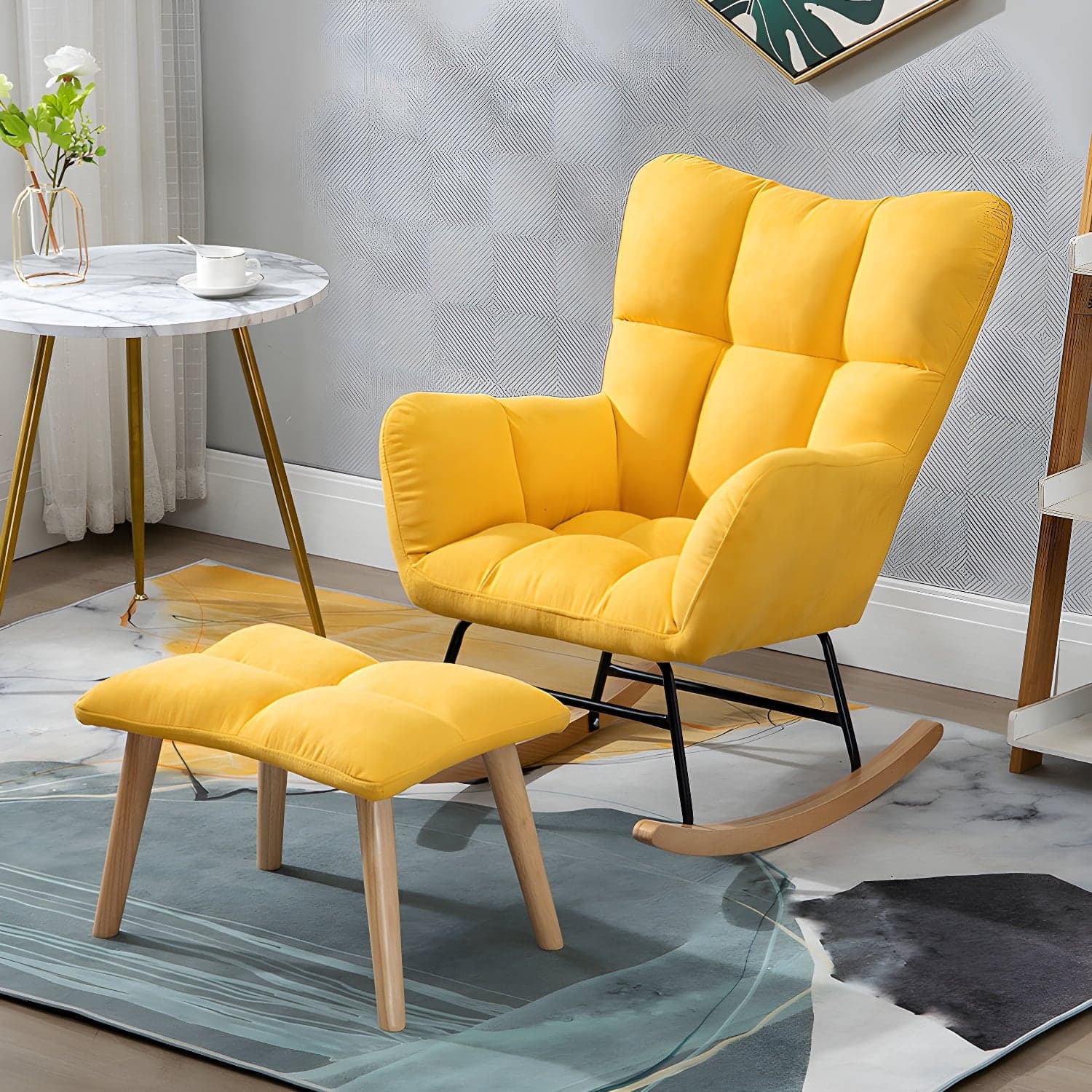 Simple Nordic Style Rocking Chair Balcony Lounge Recliner Sofa Rocking Chair thumbnail 8