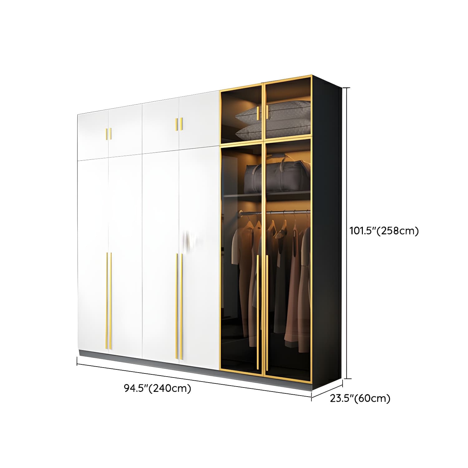 Contemporary Color Block Glass Doors Combination Armoire with Shelves Storage thumbnail 22