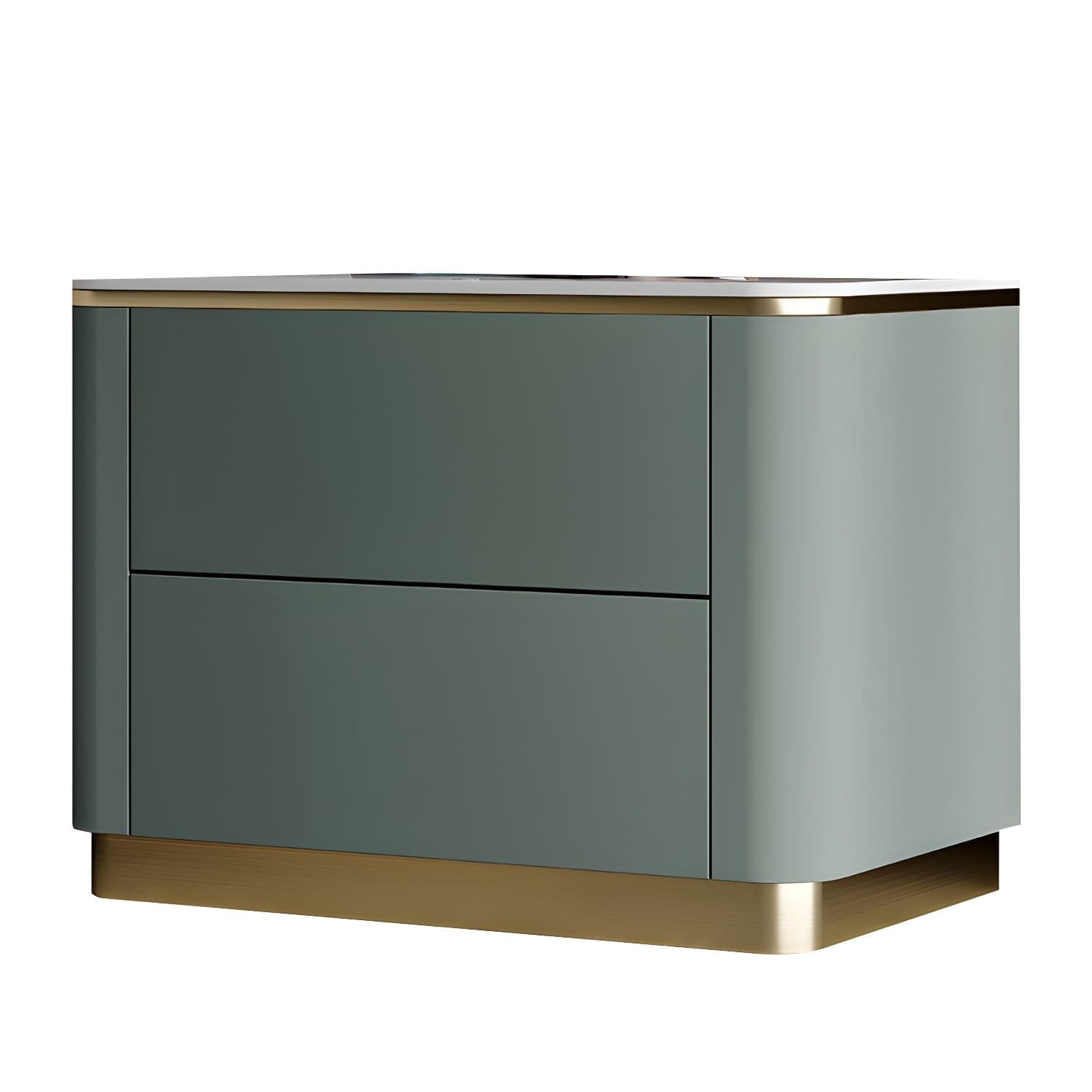 Glam Solid Wood Leather Outer Frame Accent Table Nightstand Drawer Storage Night Table thumbnail 1