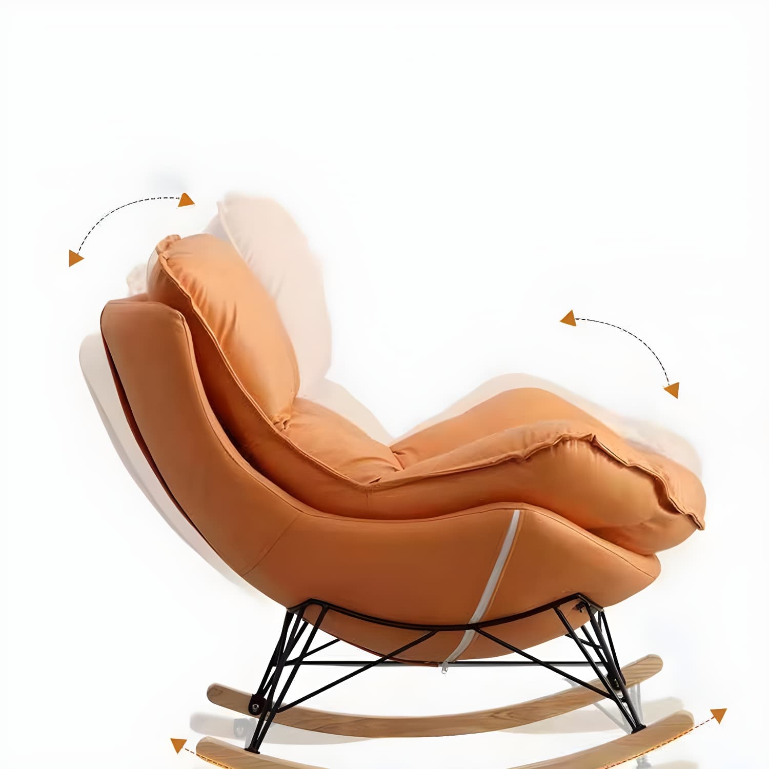 Modern Glider Chair Solid Pure Color Faux Leather Rocker Chair with Ottoman thumbnail 13