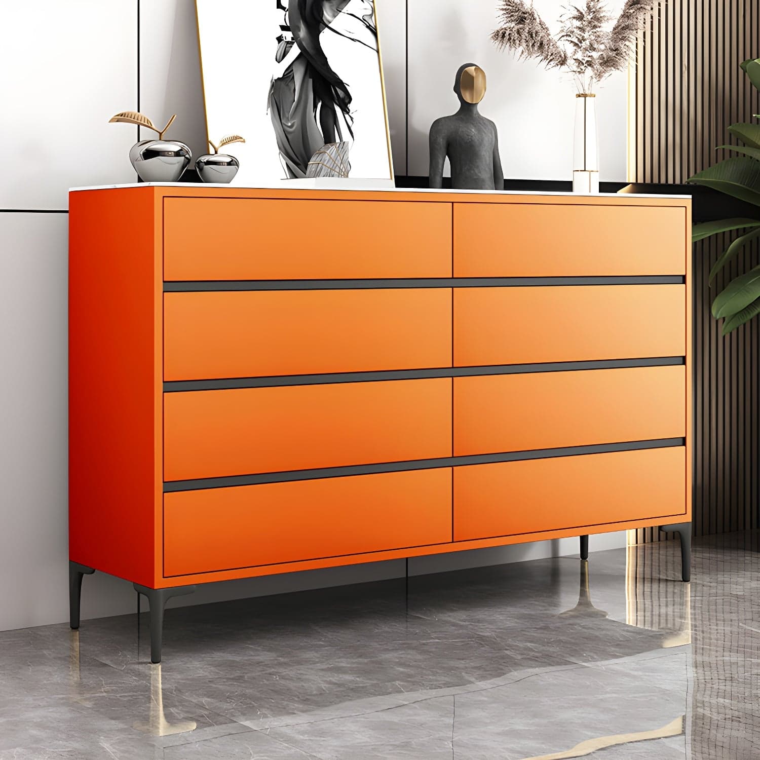 Glam Vertical Stone Storage Chest Bedroom Chest with 8 Drawers - image 8