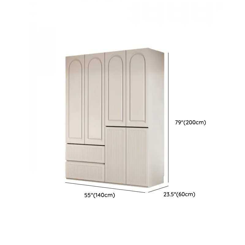 White Minimalist Manufactured Wood Independent Wardrobe Closet with Soft Close Drawer, Soft Close Door, and Interior Shelves thumbnail 11