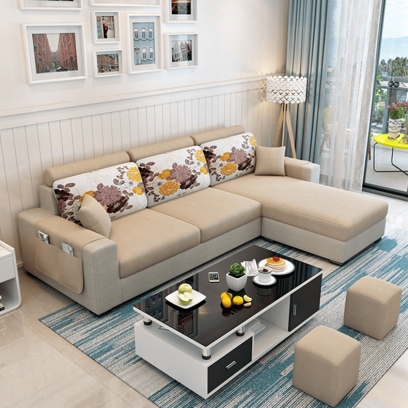 L-Shape Corner Sectional in Lavender/Olive Green/Beige with Left Hand Facing/Right Orientation thumbnail 10
