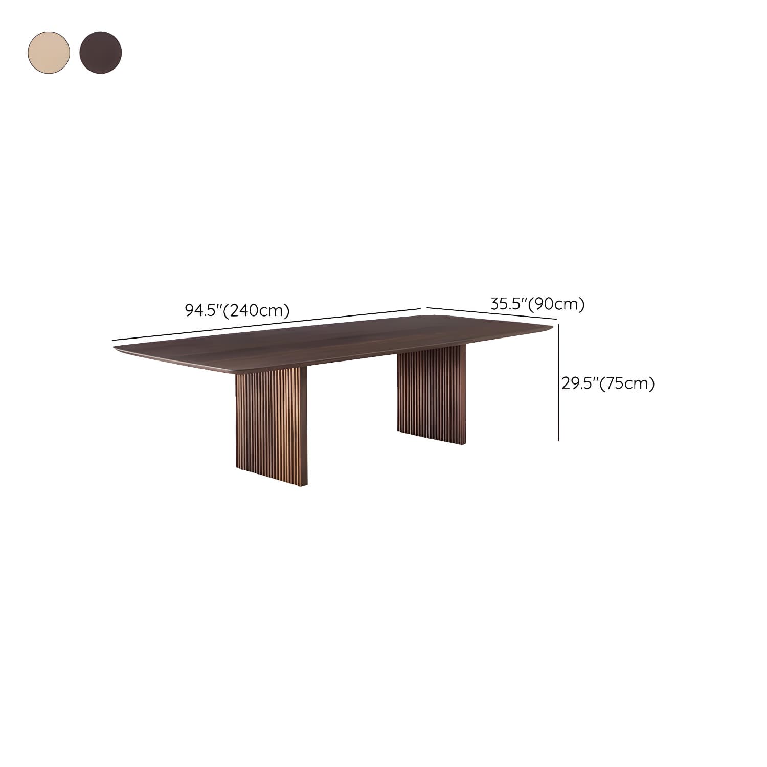 Matte Finish Dining Table with Double Pedestal Pine Wood Dinette Table for Kitchen thumbnail 13