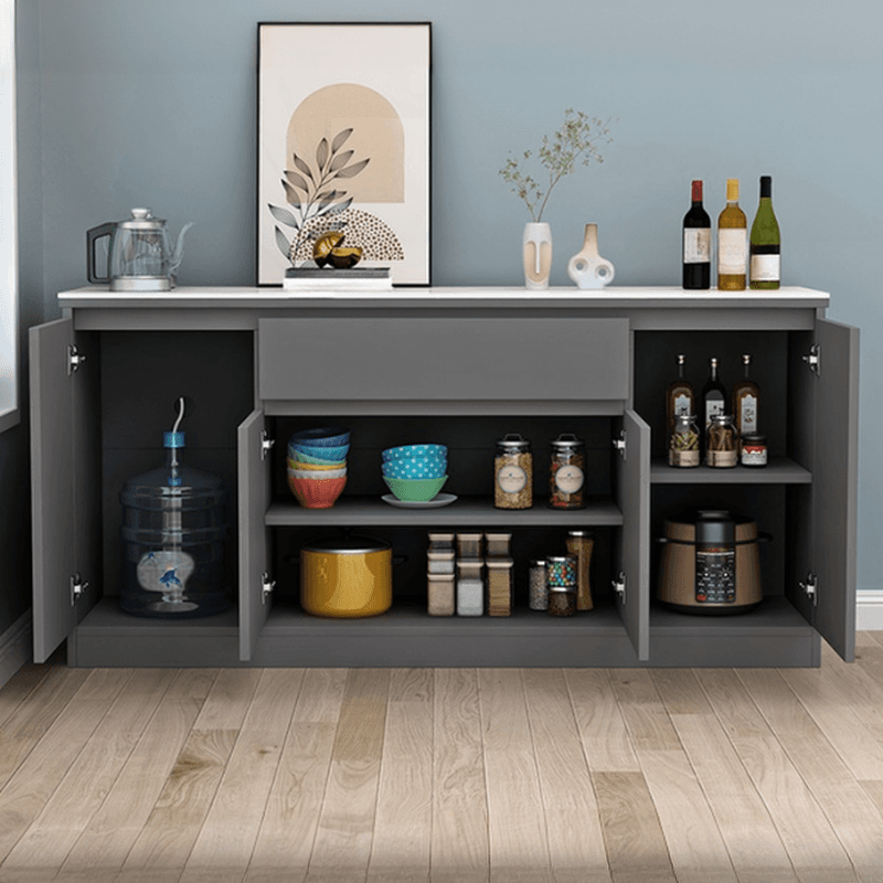 Buffet Table/Server with 1 Drawer, Drawers Storage, Sintered Stone Countertop, Adjustable Shelving, and 4 Doors/3 Doors/2 Doors Tabletop thumbnail 3