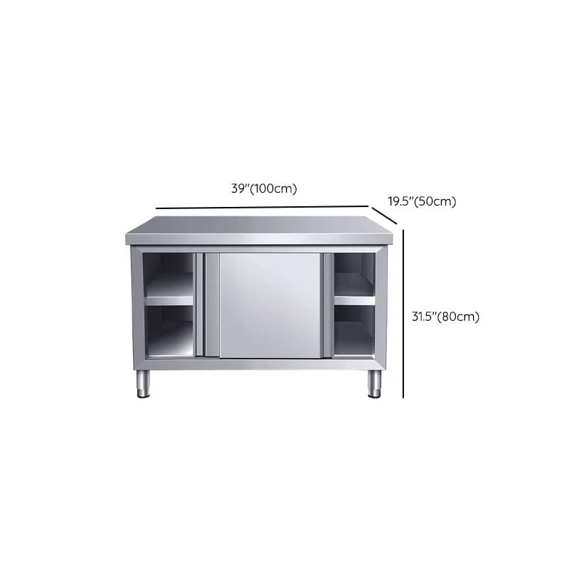Silver Scullery Sink Cabinet with Reflecting Stainless Alloy Countertop, Self-supporting and Culinary Equipment Storage thumbnail 14
