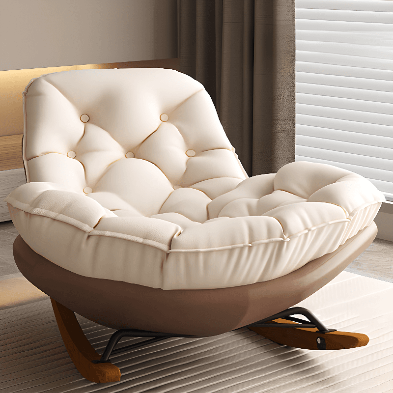 Stationary Upholstered Rocking Chair with Cushioned Rear in a Scandinavian Style, Footstool Included/Not Included thumbnail 19