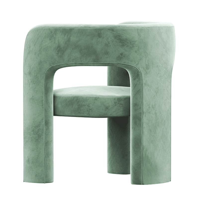 Soft-pile Fabric Upholstered Secure Outlined Arm Chair with Curved Back and Dark Blue/Light Green/Blush Legs in a Nordic Style thumbnail 15