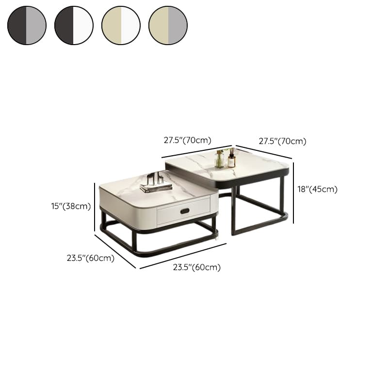 Square Double Nesting Accent Table with Framework Base for Home thumbnail 17