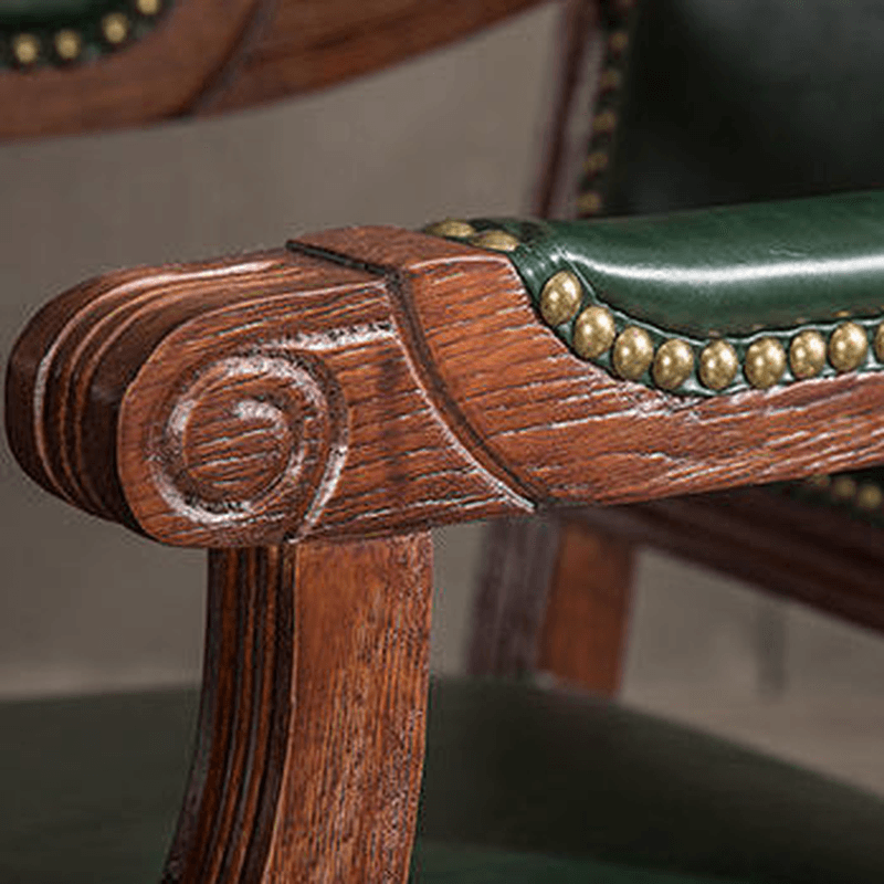 Traditional Antiqued Wood Sturdy Nailhead Trim King Louis Arm Chair/Armless Chair with Outlined and Foot Pads thumbnail 10