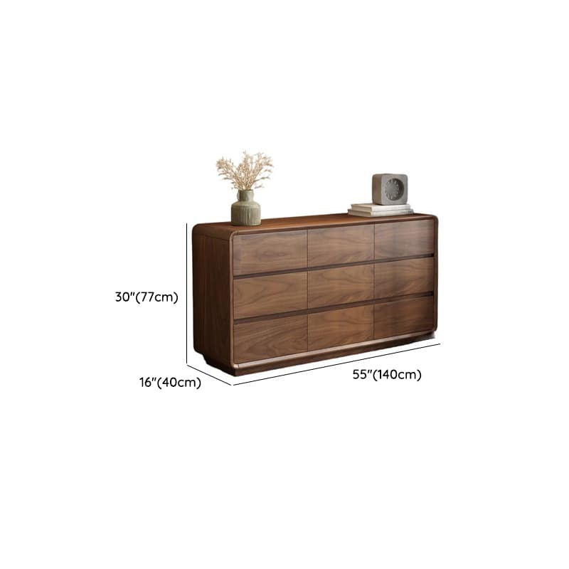 Cocoa Simplistic Natural Wood Double Dresser/Lingerie Chest with 6/9/5 Drawers in Horizontal/Vertical Orientation thumbnail 17
