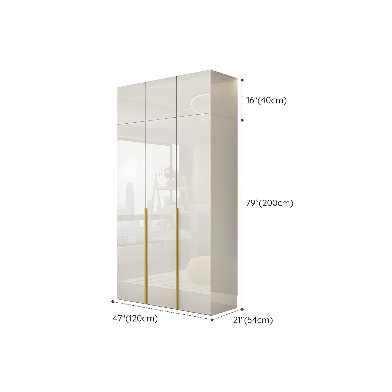 White Modern Style Wardrobe Cabinet Engineered Wood with Garment Rod thumbnail 24