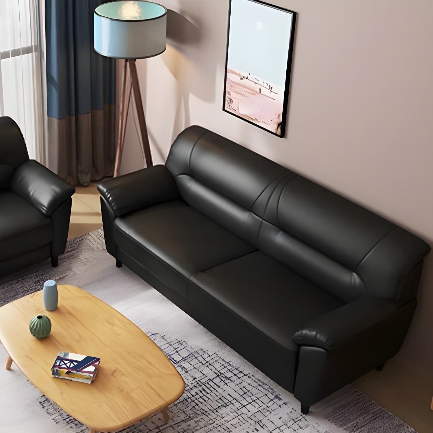 Leather Modern 2/3-seat Pillow Top Arm Sofa 70.87"/55.12" W Sewn Pillow Back Sofa thumbnail 16