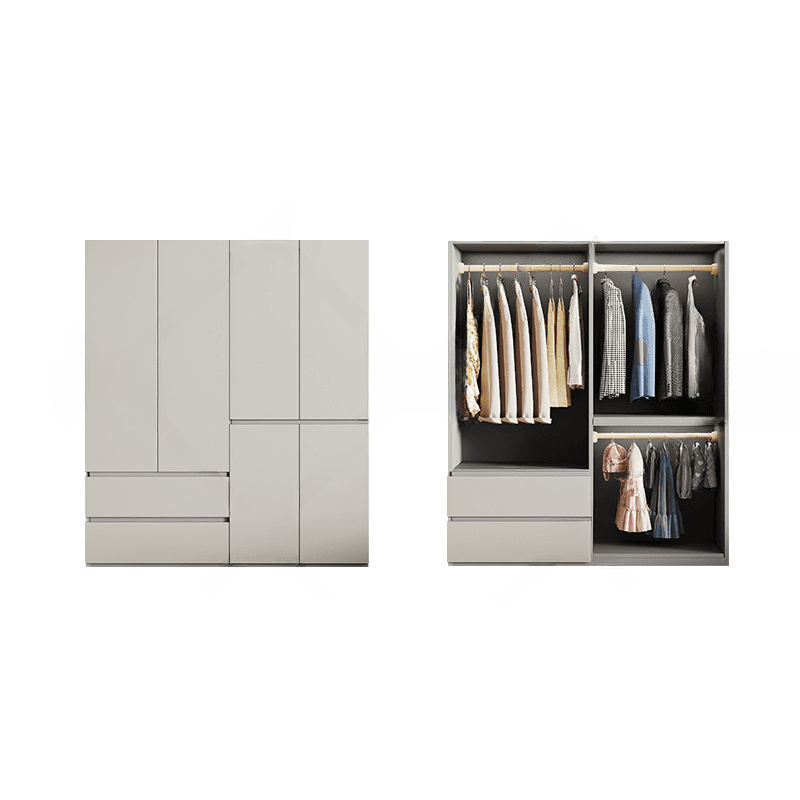 Cream Trendy Reclaimed Wood Wardrobe Armoire with Soft Close Drawer, Soft Close Door, Interior Shelves, and Clothing Rod thumbnail 34