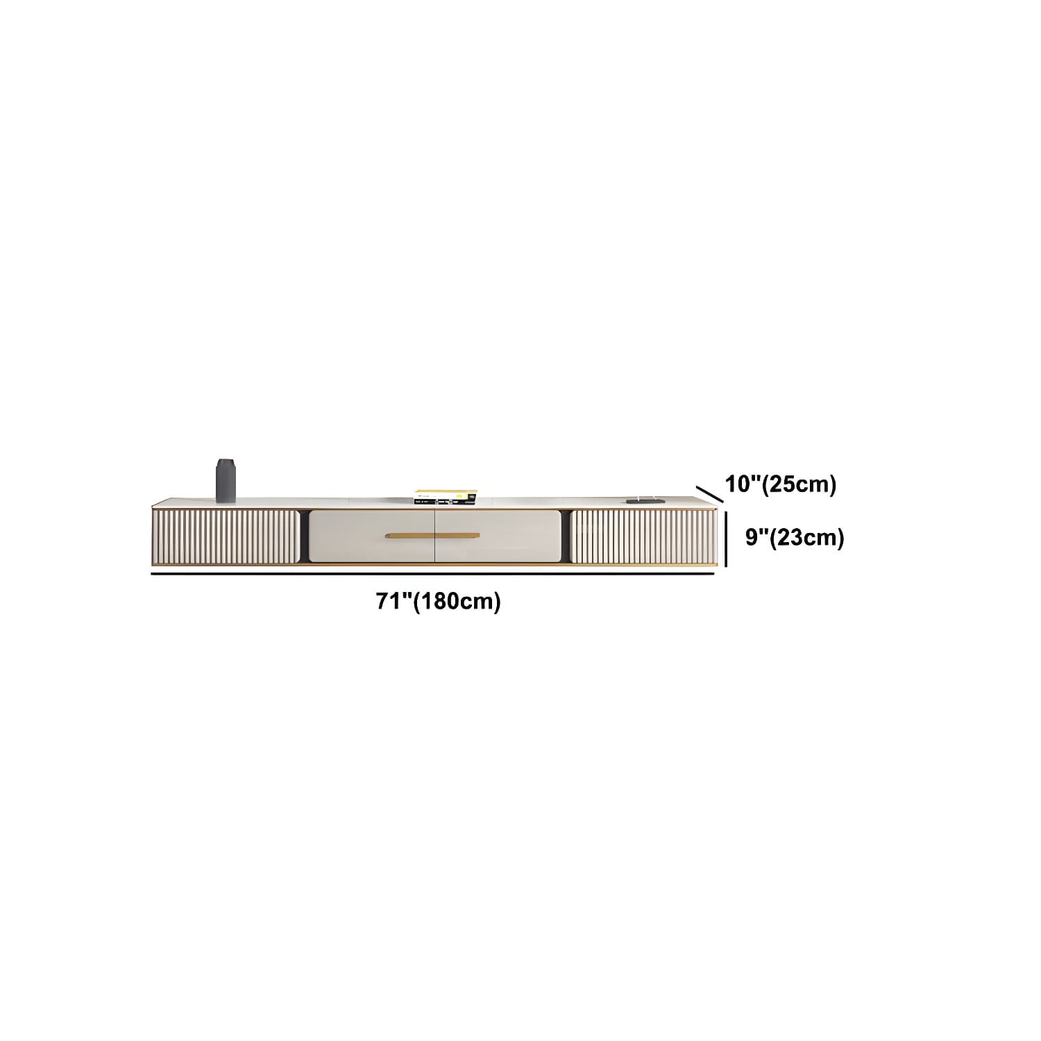 2 Drawers Contemporary TV Stand Stone Wall-mounted TV Cabinet thumbnail 19
