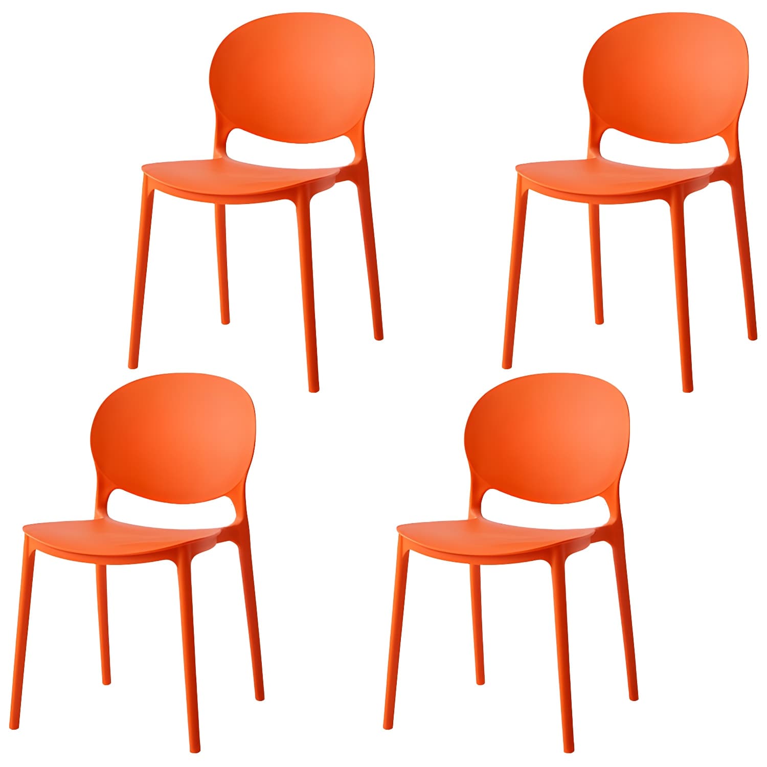 Modern Style Stackable Plastic Chair Open Back Dining Side Chair (Set of 4) thumbnail 8