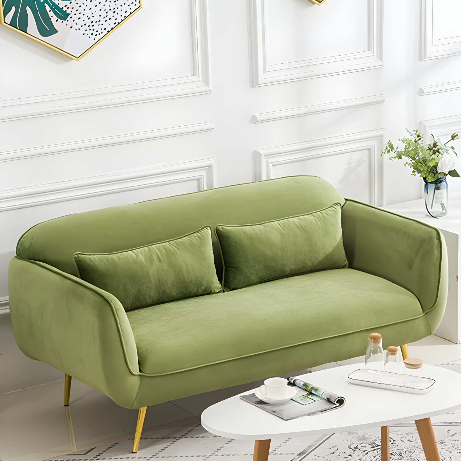 Glam Tight Back Loveseat with Flared Arm and Extra Pillows for Home and Apartment thumbnail 9