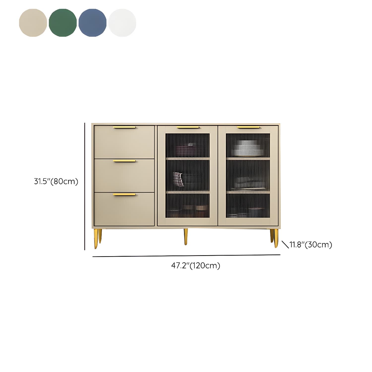 Glam Engineered Wood Sideboard Glass Doors Sideboard with Gold Legs thumbnail 16