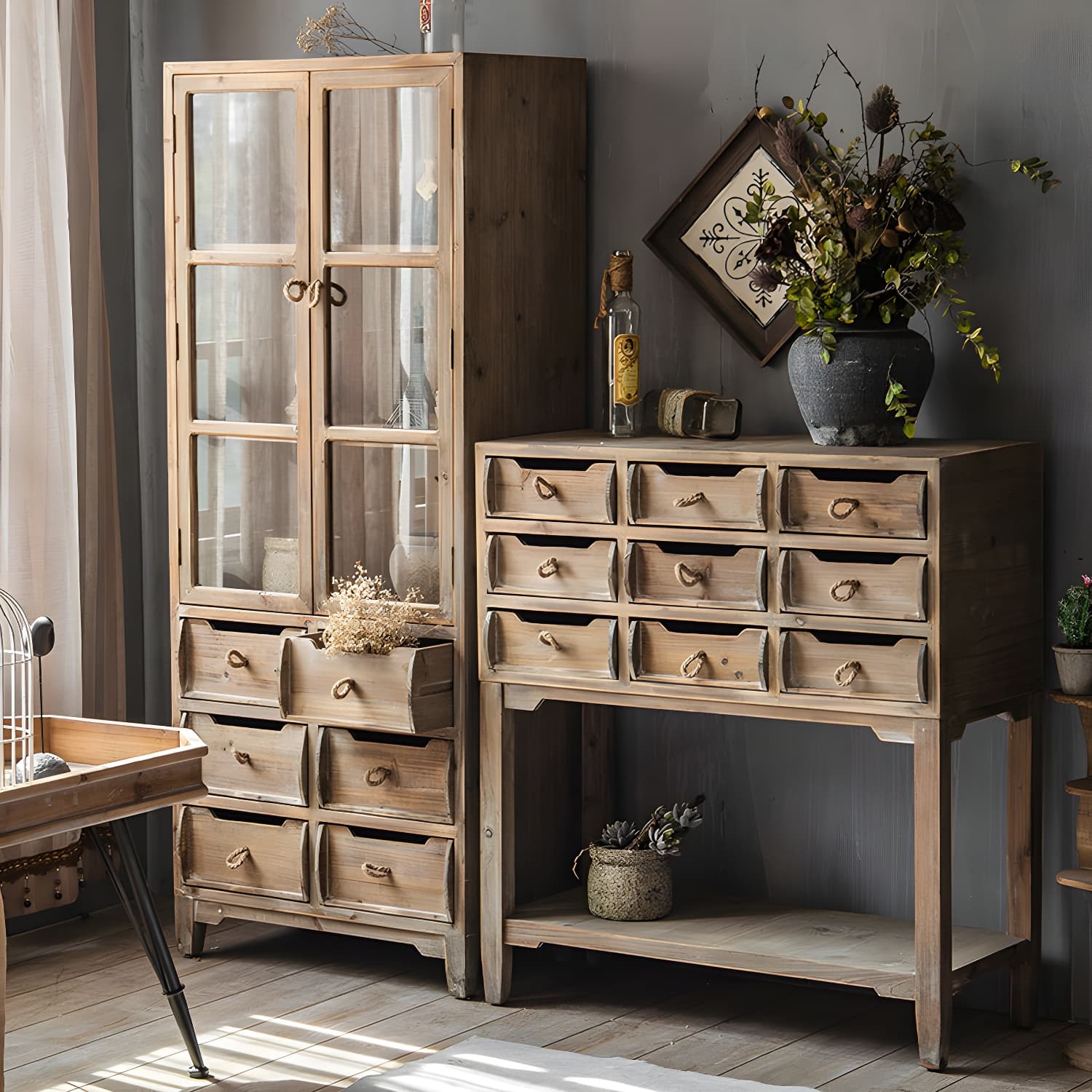 Solid Wood Accent Cabinet Industrial Stain Resistant Cabinet thumbnail 1