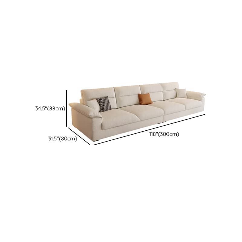 Straight Tear Resistant Sofa with Cushion Back in Ivory, Seats 4/3 Person, Horizontal Orientation, and Recessed Arm thumbnail 13