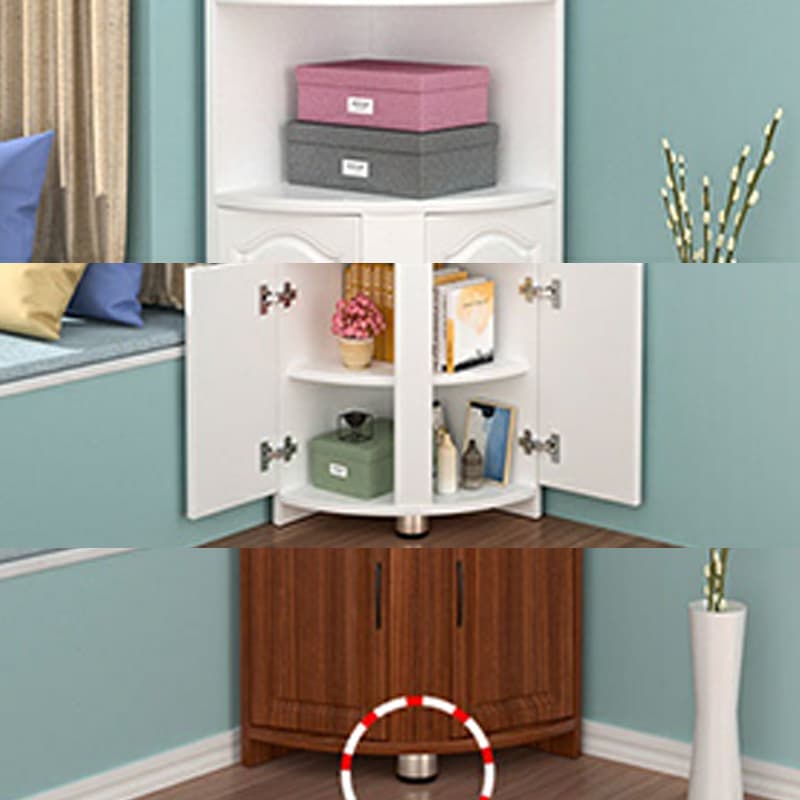 Modern Wood Corner Accent Cabinet with Open Shelves Wood Doors and 1 Cabinet for Living Room thumbnail 7