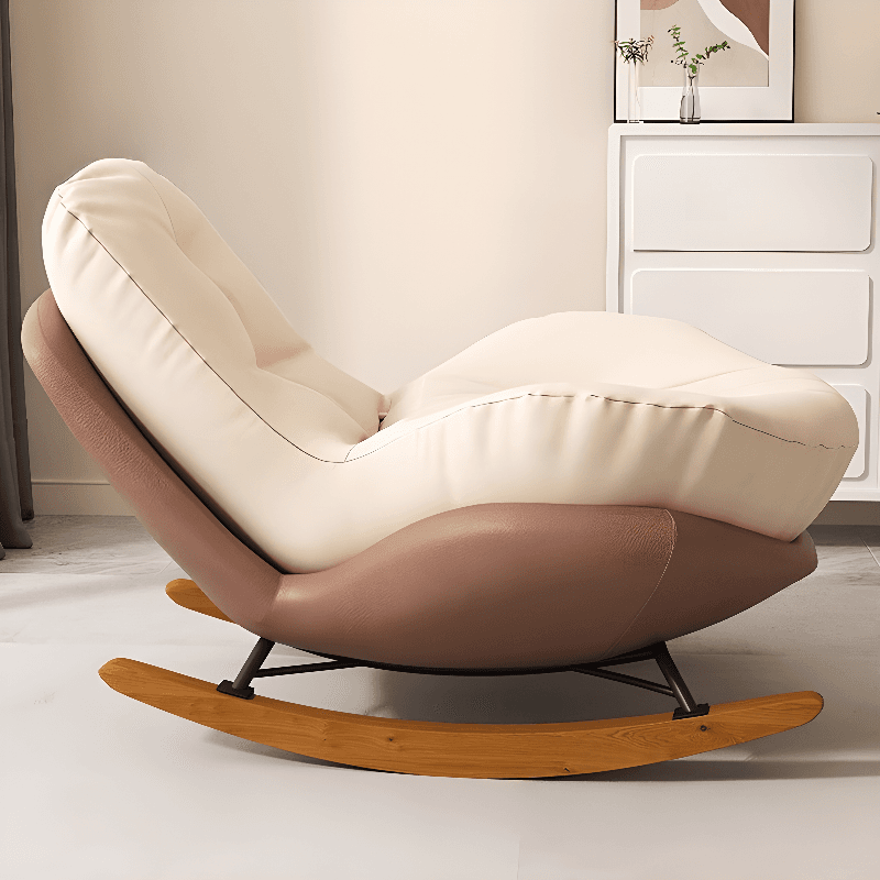 Stationary Upholstered Rocking Chair with Cushioned Rear in a Scandinavian Style, Footstool Included/Not Included thumbnail 7