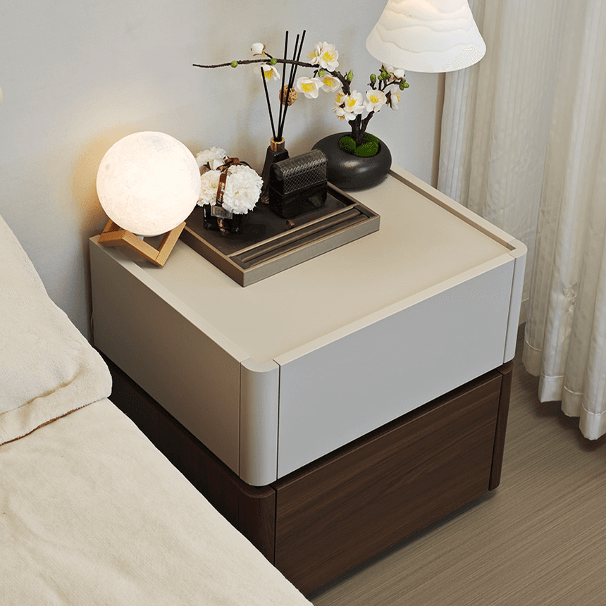 Modish Nightstand With Drawer Organization Featuring 2 Drawers and Composite Wood Countertop thumbnail 3