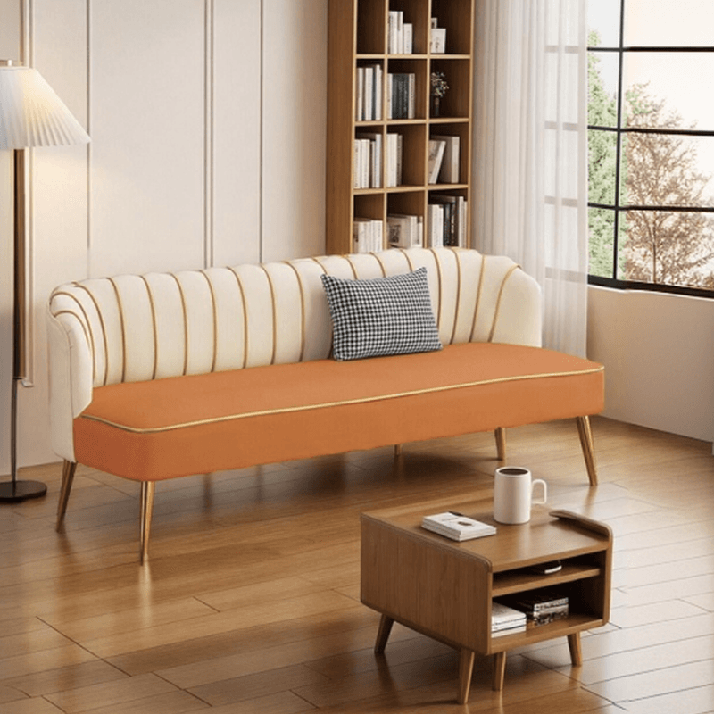Modish Solid Color Stain Resistant Standard Sofa/Loveseat in Grey/Beige/Amber Color for 2/4-seater/3-seater with 1 Pillow thumbnail 11