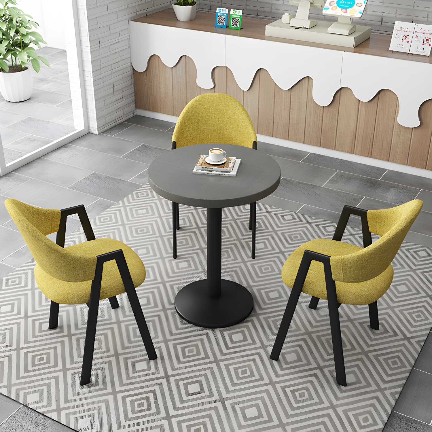 Modern Style Iron Arm Chair Open Back Dining Side Chair with Upholstered thumbnail 20