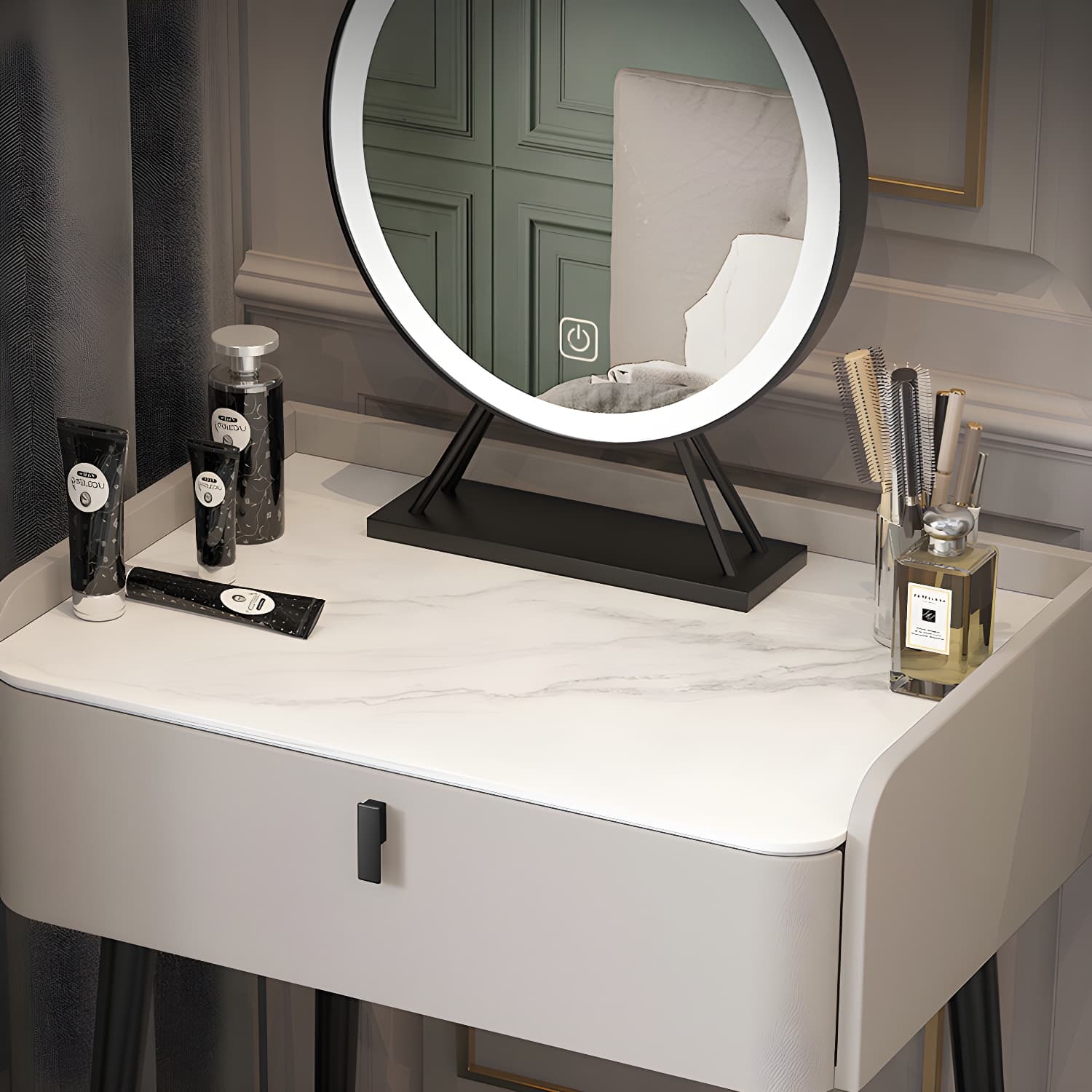 15" Wide Contemporary Make-up Vanity Mirror Dressing Table with Drawer thumbnail 13