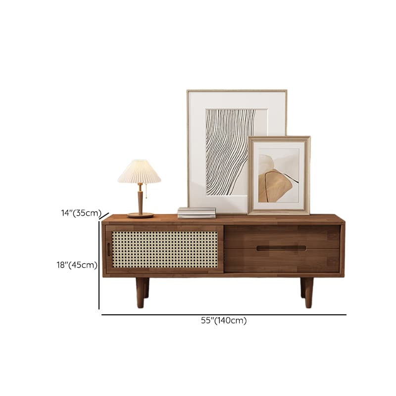 Simplistic Oak Wood TV Stand with 2 Drawers and 2 Cabinets thumbnail 19
