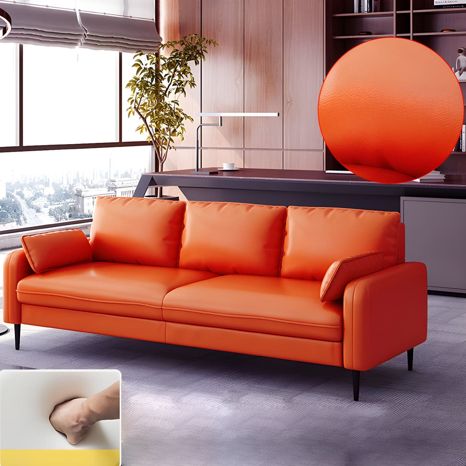 Modern Pillow Back Sofa with Storage Not Included for 35-40 Women thumbnail 7