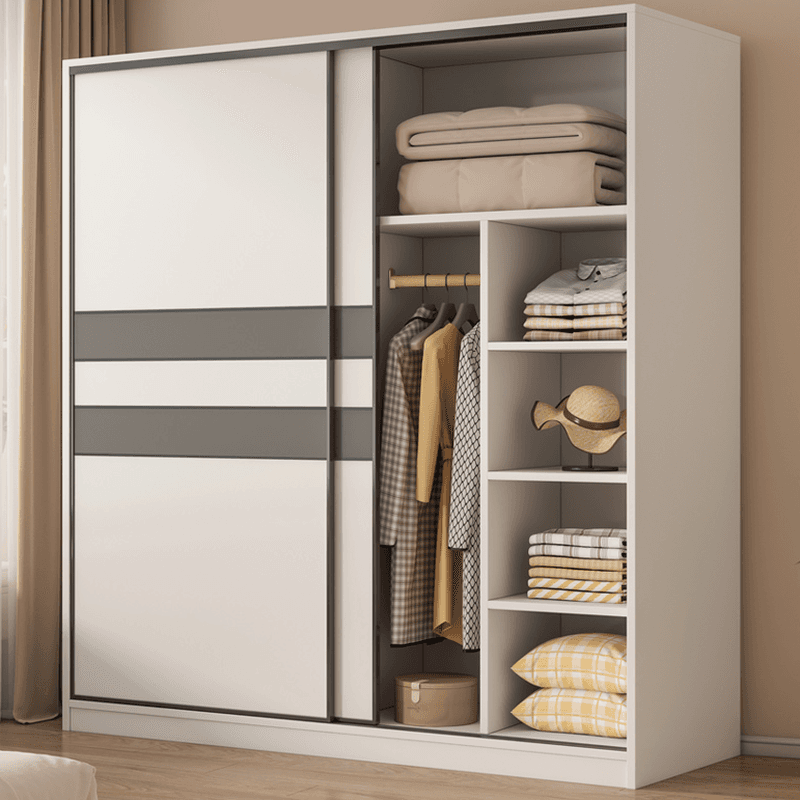 Chalk Nordic Timber Wardrobe with 3 Drawers, Self-supporting Design, Soft Close Door, and Clothing Rod thumbnail 5