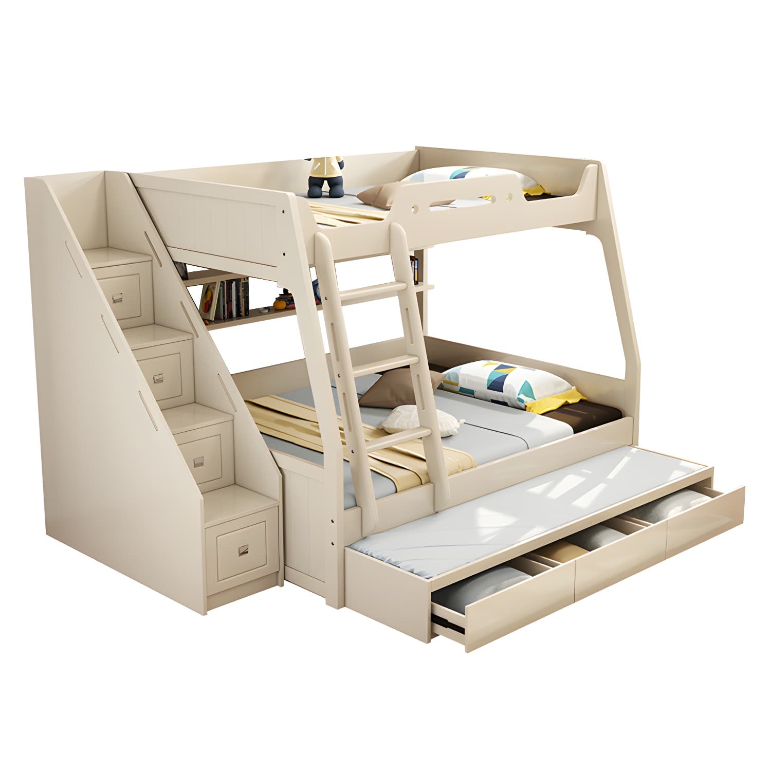 Solid Color Wood Bunk Bed Modern No Distressing Mattress Included Bunk Bed thumbnail 12