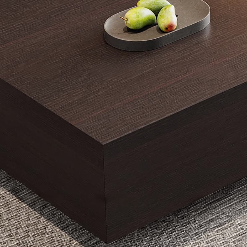 Solid Oak Wood Square Accent Table with 2 Drawers for Living Room thumbnail 11