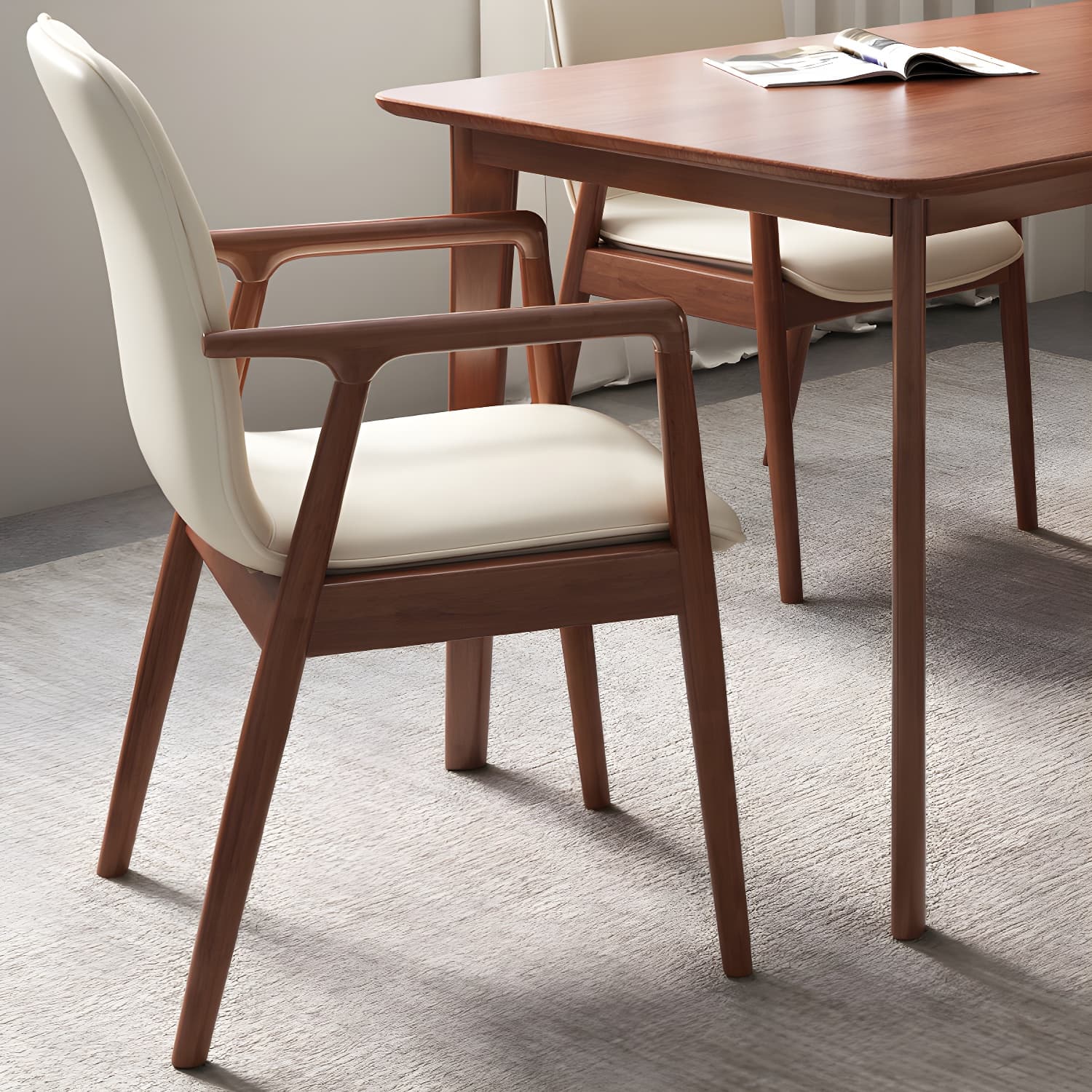 Modern Style Chair Dining Arm Chairs with Wooden Legs for Kitchen thumbnail 12