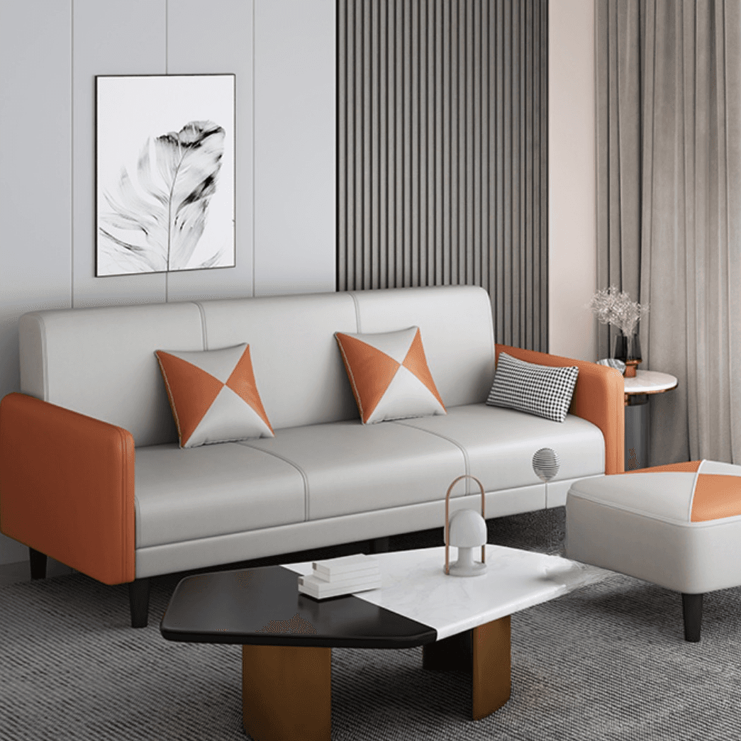Trendy Solid Color Stain Resistant Standard Sofa in Grey/Cerulean/Beige with Arm, 4-seater/Seats 3 and 2 Pillows thumbnail 24