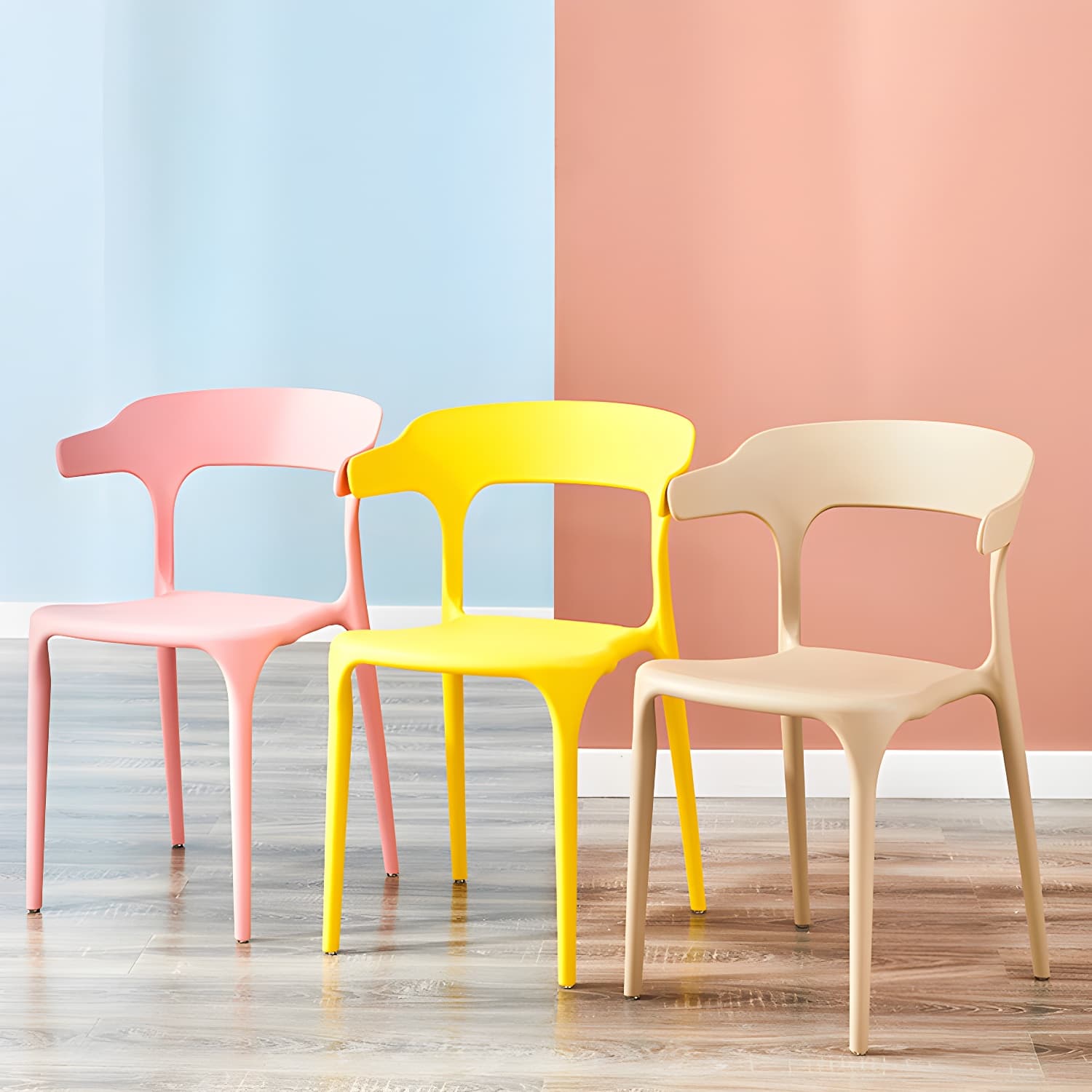 Home Modern Side Chair Stackable Open Back Plastic Dining Room Chair Set thumbnail 20