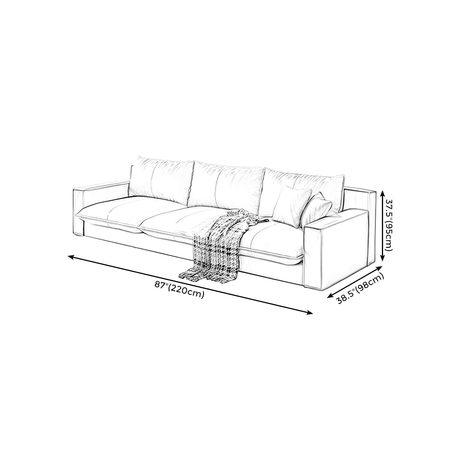 Assembled Living Room Square Arm Modular Contemporary Sofa & Chaise thumbnail 20