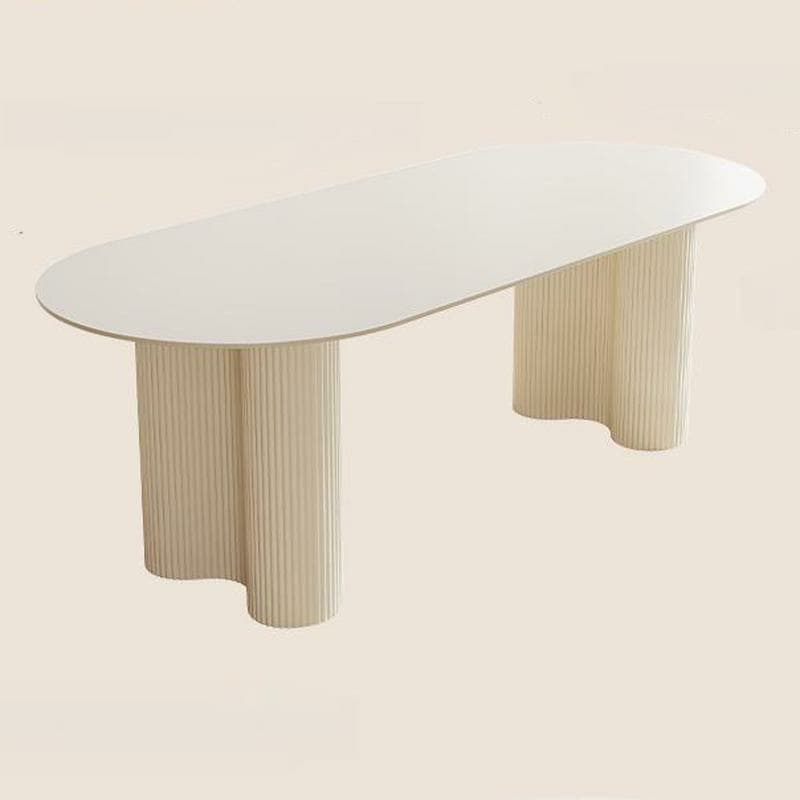 Free Form Stone Kitchen Table with Metal Base for Dining Room, White thumbnail 10