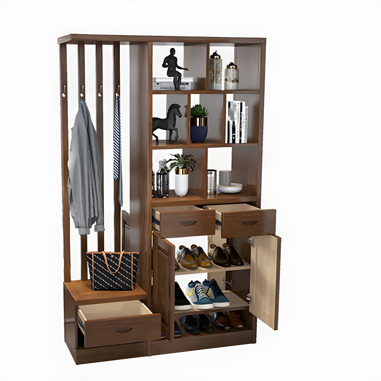 Solid Wood Modern Accent Cabinet with Doors and Drawers for Living Room thumbnail 12